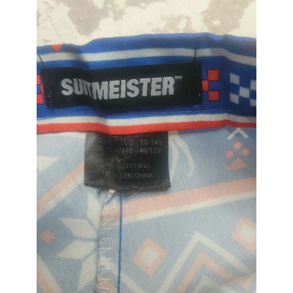 Suitmeister Christmas Blue Nordic 2 Piece Suit + Tie Boy's 12-14Y Holiday